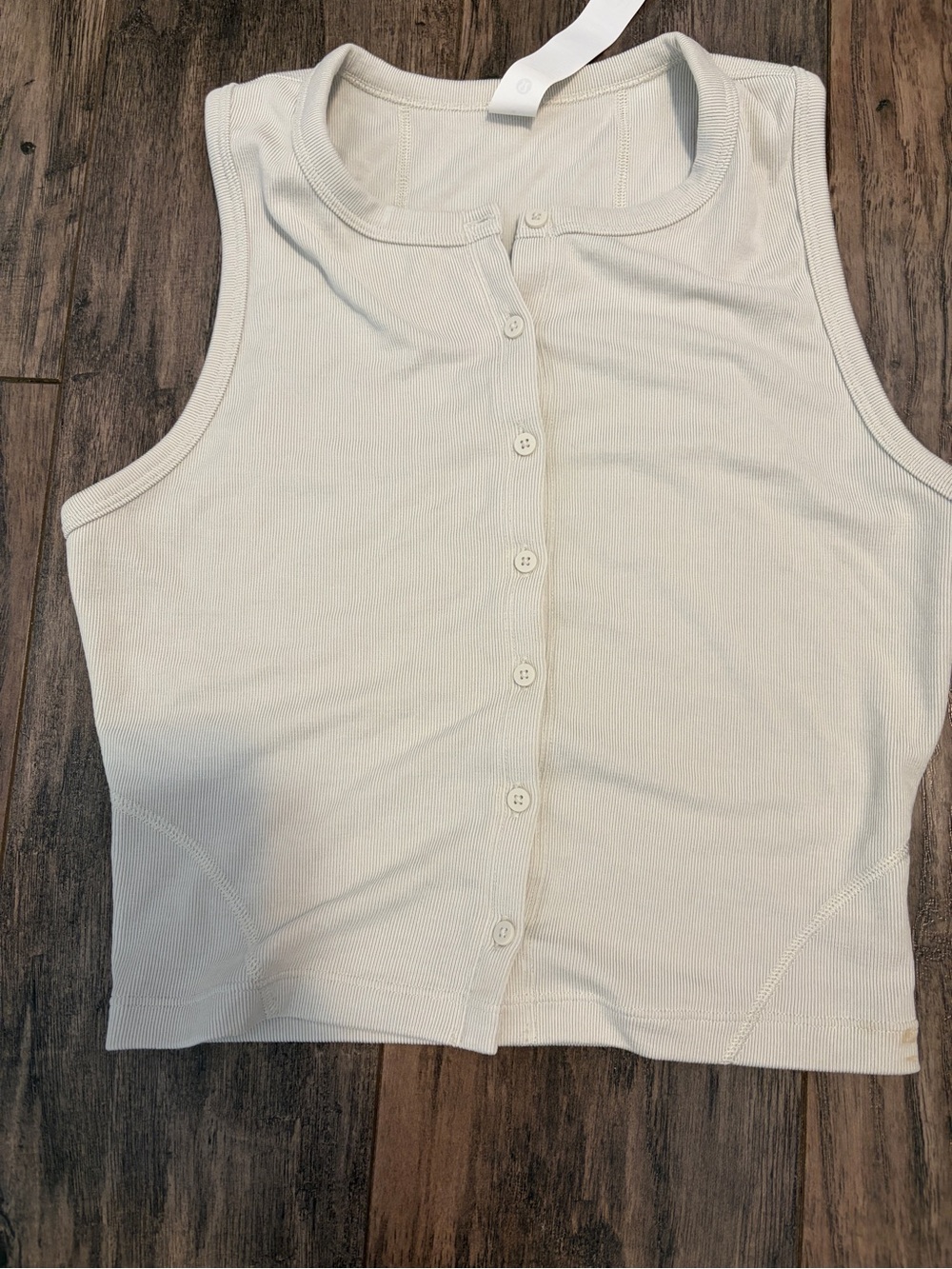Sleeveless Button-Front Ribbed Tank Top - Cream